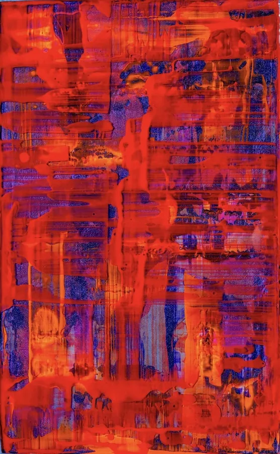 OMEN bei Tageslicht — Epoxidharz & Acryl, 61 × 38 × 1 cm
