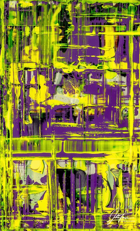 OVERDOSE — Epoxidharz & Acryl, 62 × 40 × 2 cm