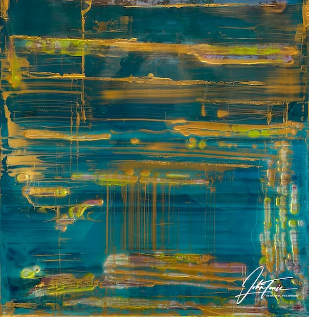 Shiny Secrets — Epoxidharz & Acryl, 100 × 60 × 5 cm